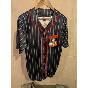 Men's South Park Button Up Jersey Short Sleeve Black Size Large